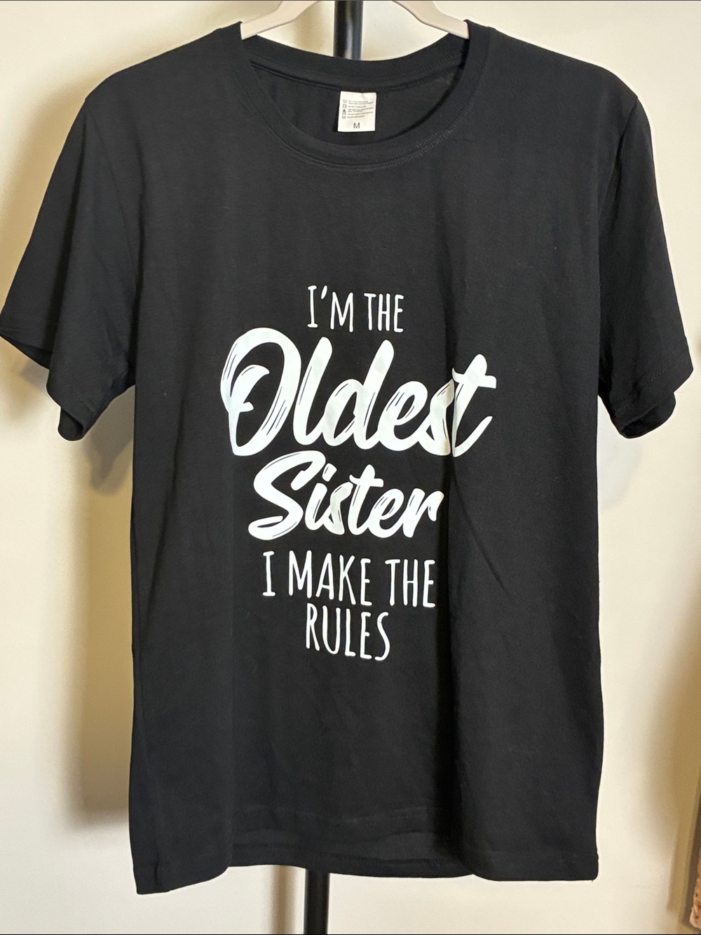 I'm the Oldest Sister Black Graphic Tee Medium